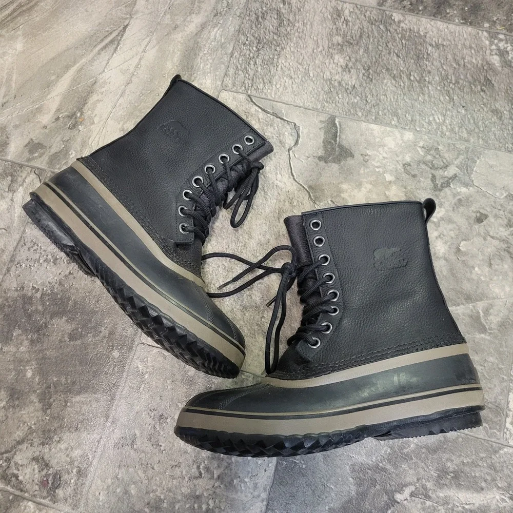 Sorel 1964 Premium T Boot Black Waterproof Leather Snow Duck Mens 8.5 NM1561-010